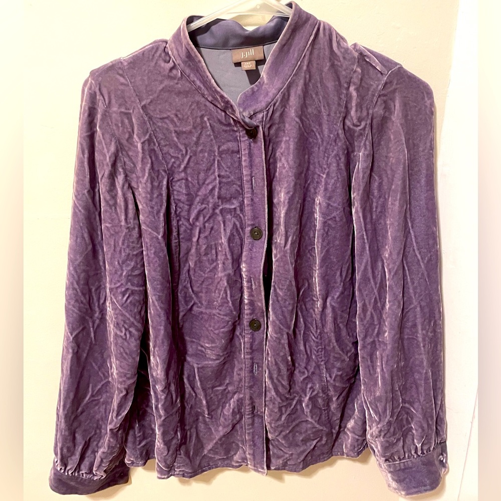 Velour Purple Button-down Blouse
